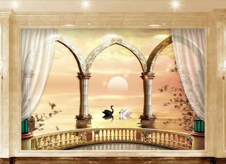 Custom living room 3d wallpaper Roman column balcony for walls 3 d photo TV backdrop | Обустройство дома