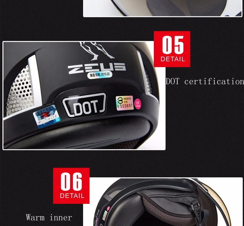TAIWEN ZEUS мотоциклетные шлемы для мотокросса Jet Ретро 3/4 полушлем DOT approved 218C Capacete Casco мотоциклетный шлем