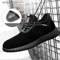 mens breathable cow suede leather safety shoes steel toe work boots anti slip puncture proof safety boots lightweight sneakers