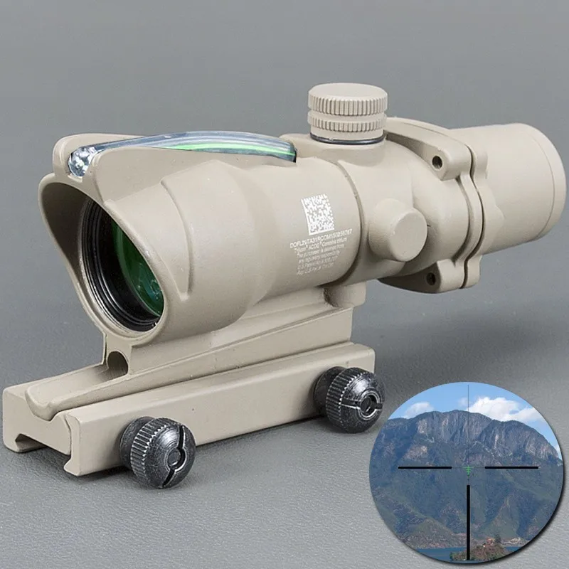 Охота Прицел ACOG 4X32 настоящий волоконный оптика красный освещенный точечный элемент Chevron Стекло гравированный сетка тактический оптический прицел - Цвет: SG-Cross