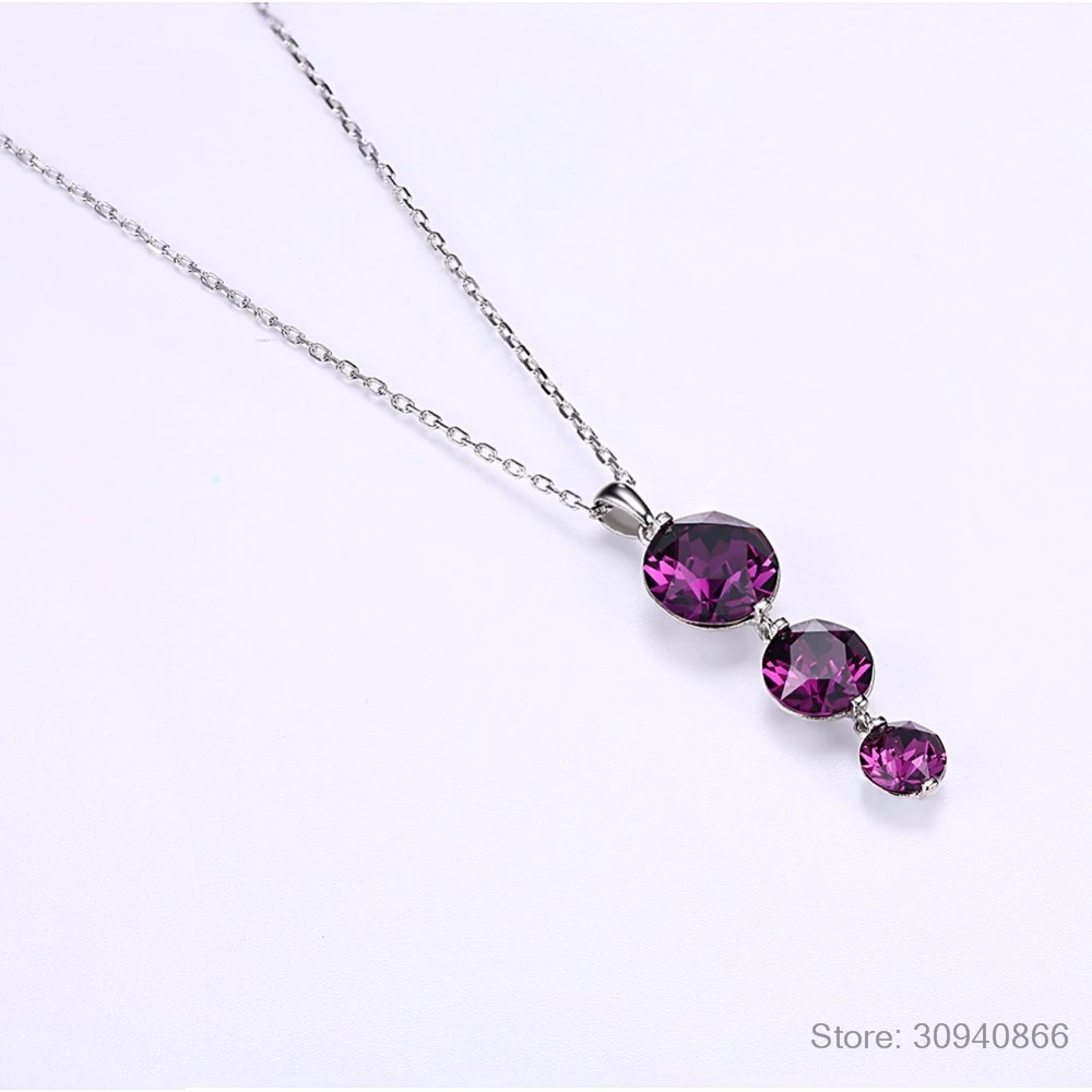 Роскошное длинное круглое ожерелье с кристаллами Swarovski из серебра 925 пробы для женщин, вечерние аксессуары для свадьбы, подарок