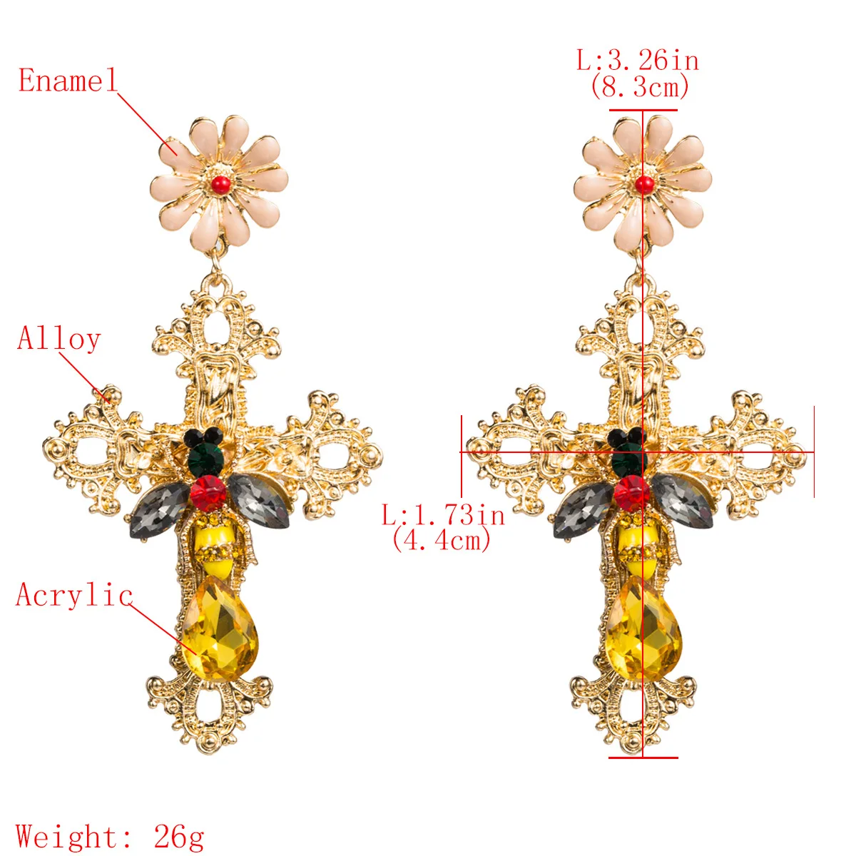 Korean Trendy Baroque Pearl Beads Hollow Cross Dangle Earrings For Women Silver Needle Long Bohemian Drop Oorbellen | Украшения и