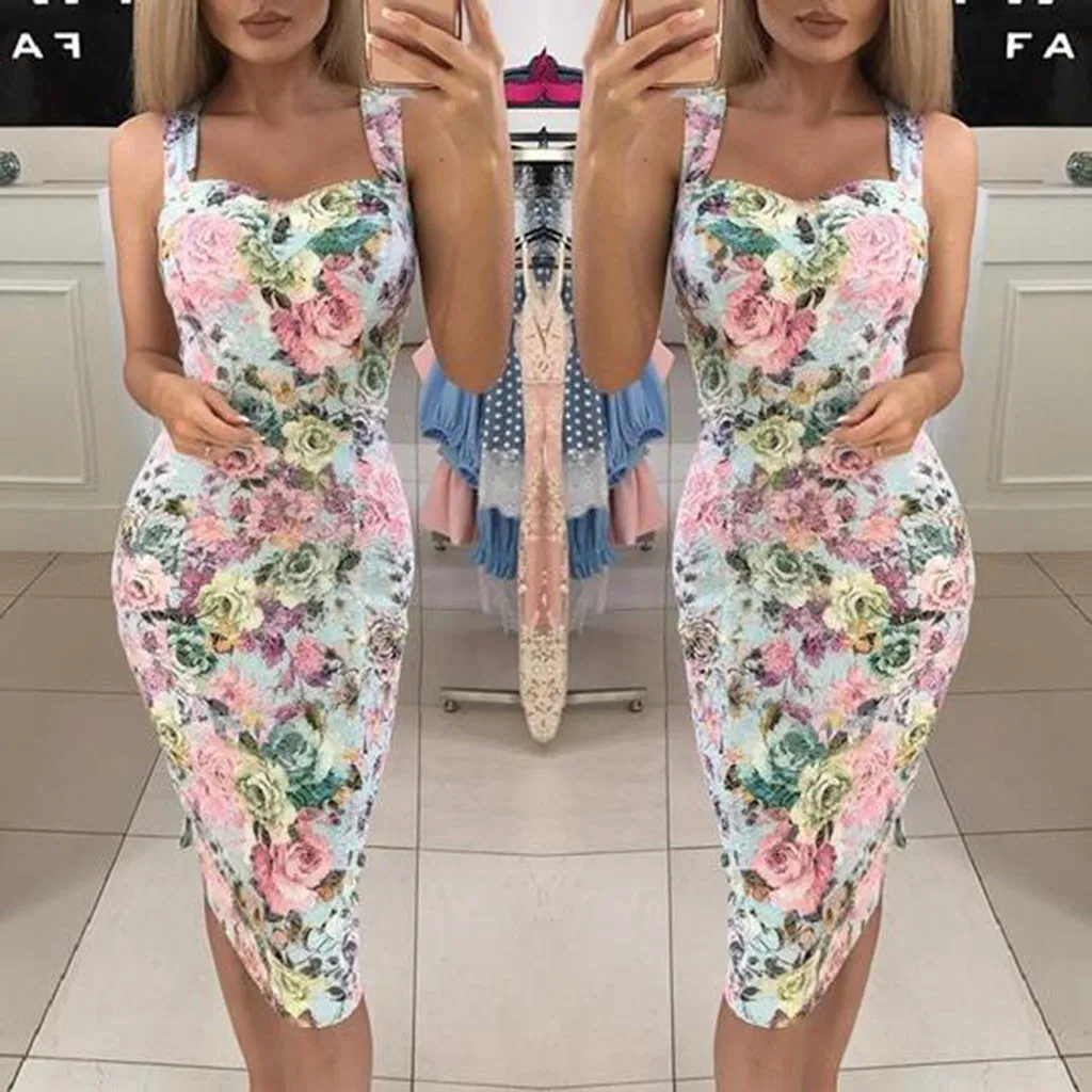 Vestidos 2019 женские платья весна лето платье женское s Лето принт цветной блок без