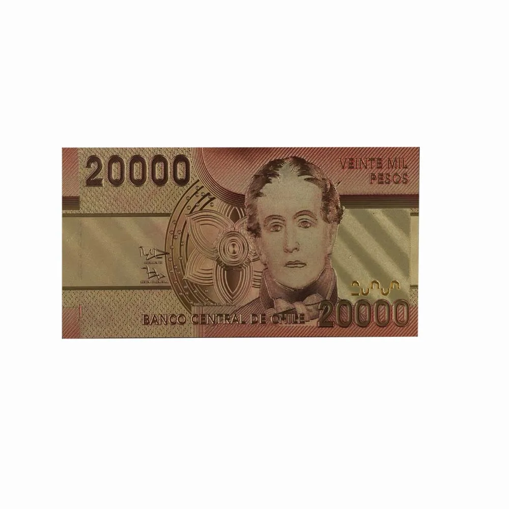 Продукт бумажные деньги Чили золотые банкноты 24 к золотые банкноты домашняя декоративная Золотая фольга красочные Чили банкноты Поддельные Банкноты