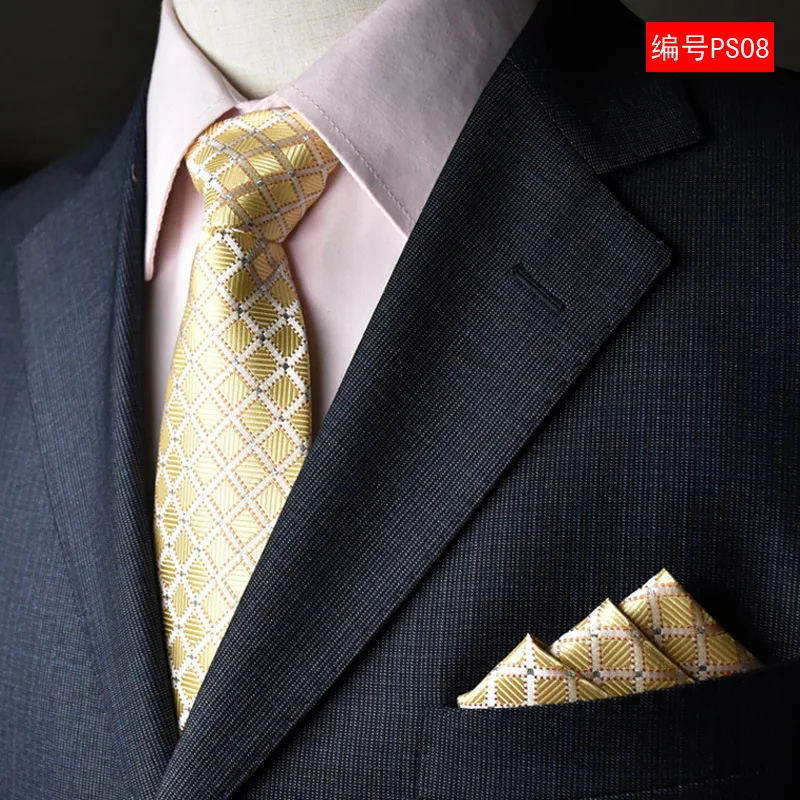 

NINIRUSI Mens Silk Neck Tie Pocket Square Set 2019 New 8cm Gravata Print Wedding Ties For Men Slim Necktie 9 Colors