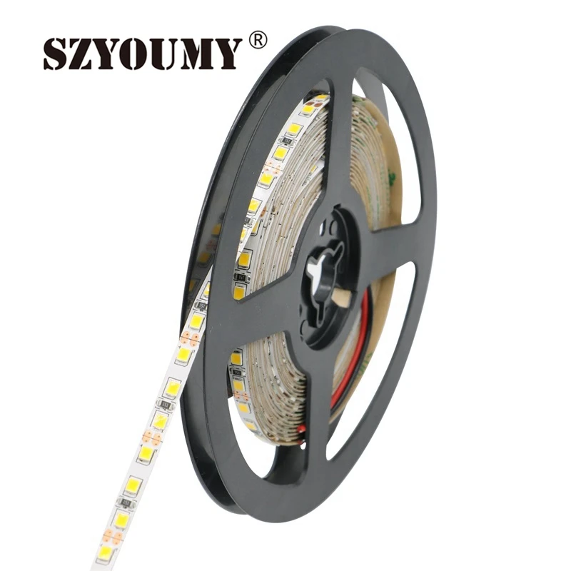 SZYOUMY 12V 2835 LED Strip 5mm 16.4ft Slim Strip IP20 Non-Waterproof 120leds/M 5m/Roll LED Strip White/Warm White