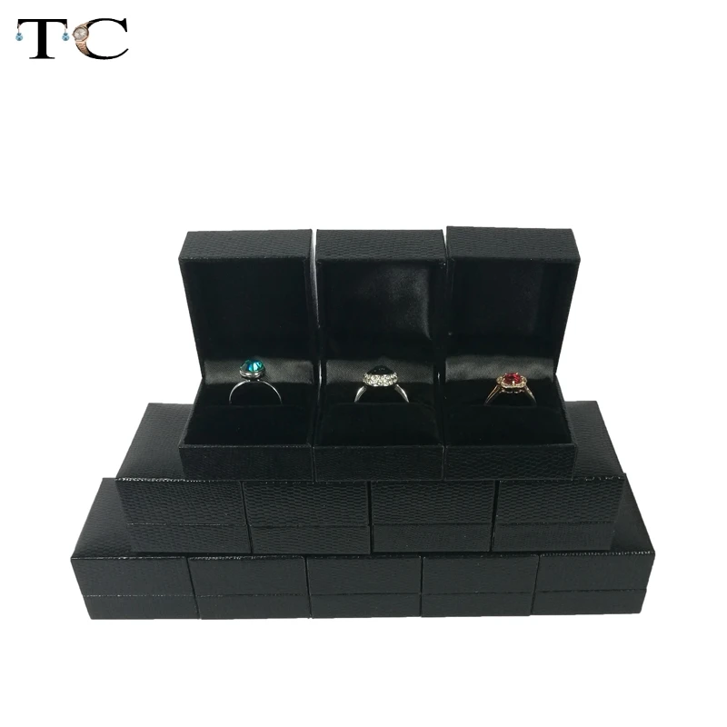 12 шт./лот Черный кожзам кольцо коробка Высокое качество Ювелирное подарочная 4 5*5*3