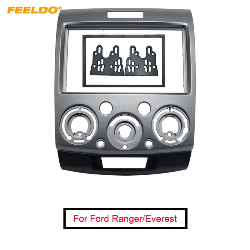 

FEELDO 2DIN Grey Car Refitting Stereo DVD Frame Fascia Dash Panel Installation Kits For Ford Everest/Ranger/Mazda BT-50