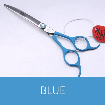Blue Fenice в использовании профессиональное красочное 6,5 дюймов собака мелких животных собака уход за волосами изогнутые ножницы - Цвет: Blue
