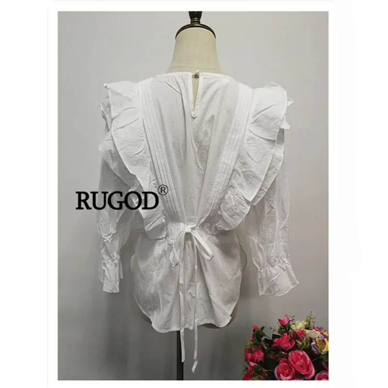 RUGOD Новое поступление женская блузка с рюшами на лямках сзади летняя