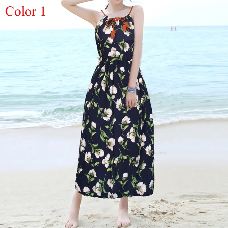 Женское летнее платье 2019 пляжное на бретелях спагетти женское без рукавов в