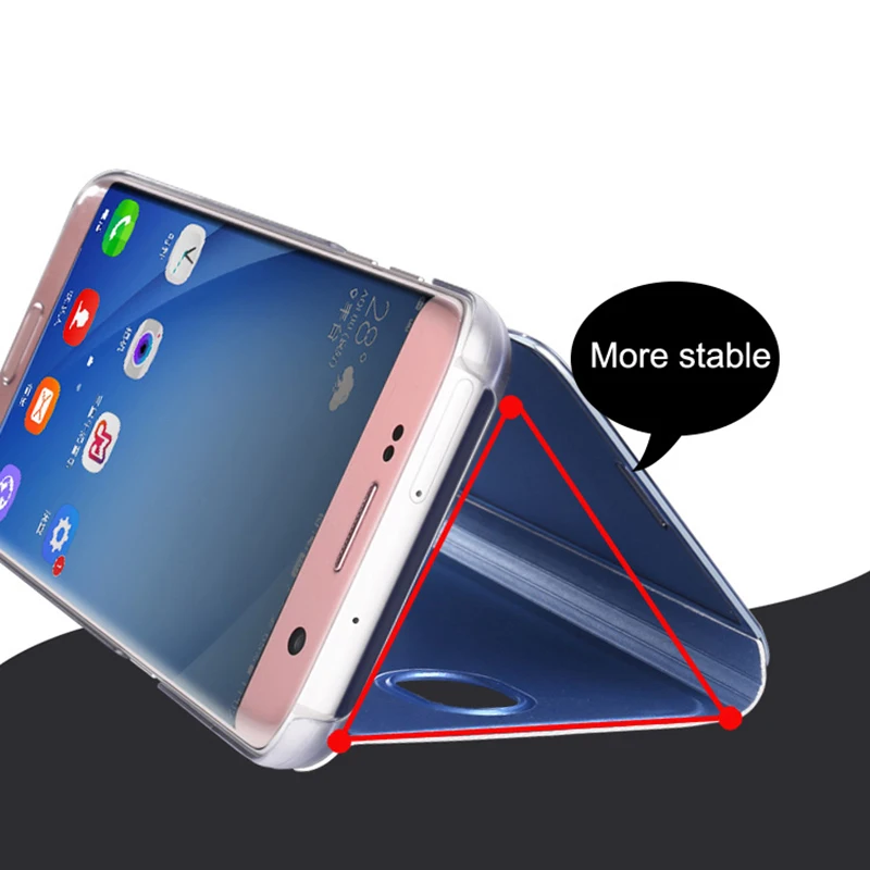 Роскошный флип-чехол для samsung Galaxy J7 Neo Nxt Core Max Pro Plus Prime EU Smart View кожаный зеркальный полный Чехол