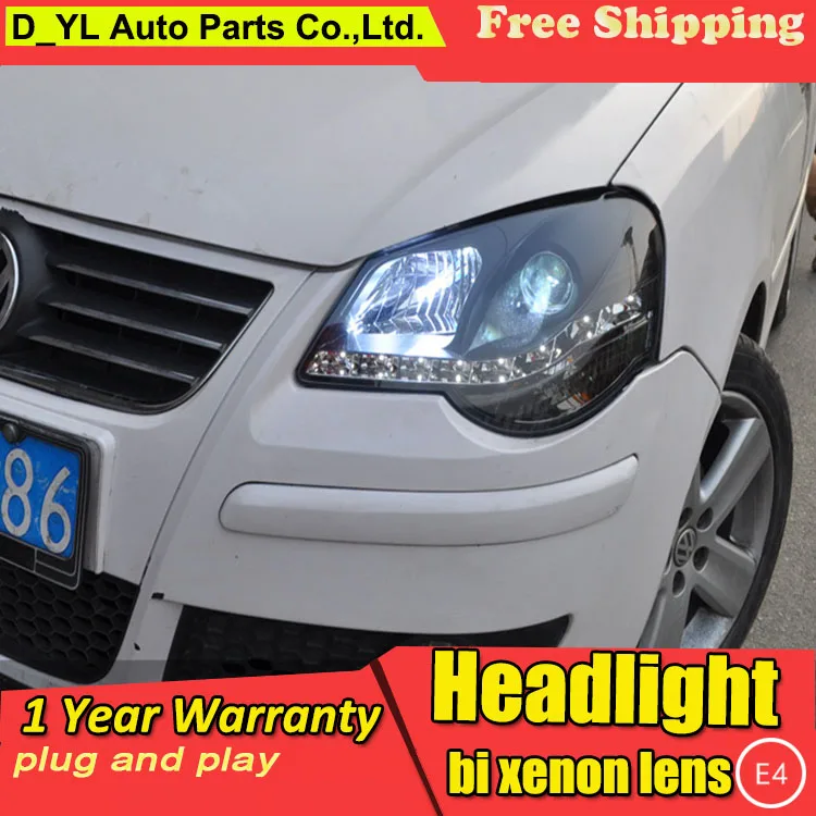 D_YL автомобильный Стайлинг для VW Polo фары 2008-2009 СВЕТОДИОДНЫЙ DRL Объектив двойной