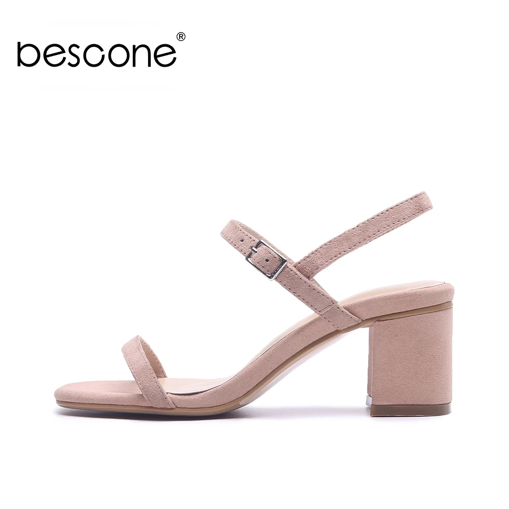BESCONE/Классические сандалии Босоножки для отдыха из коровьей кожи на квадратном