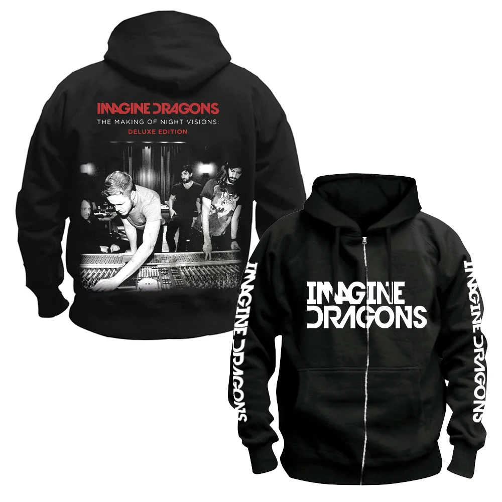 Bloodhoof Imagine Dragons Инди Рок Альтернатива Рок Панк Группа Мужская Черная хлопковая толстовка Азиатский размер