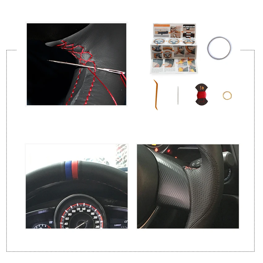 MEWANT черный кожаный чехол рулевого колеса автомобиля для Mazda 3 Axela 2013-2016 6 Atenza 2014-2017 2