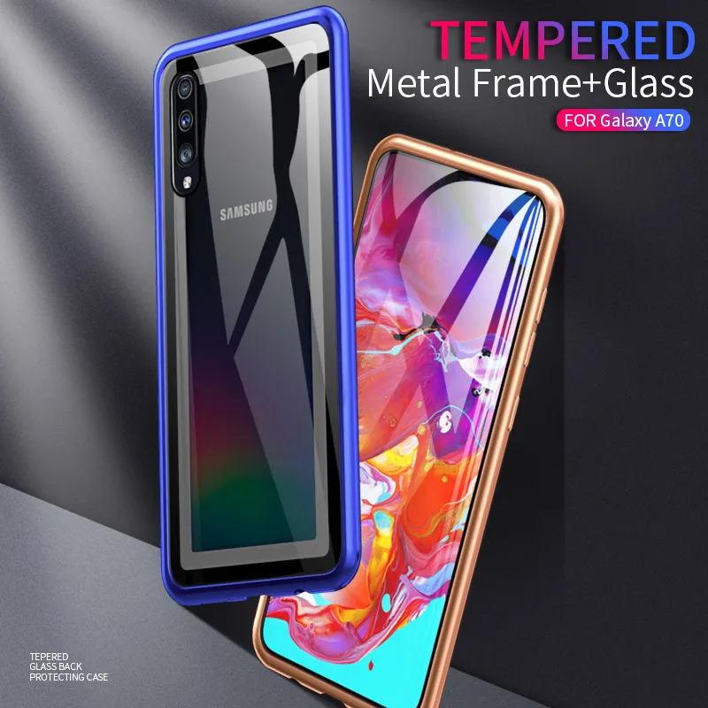 Чехол для Samsung Galaxy A70 Роскошный Алюминиевый металлический каркас жесткий