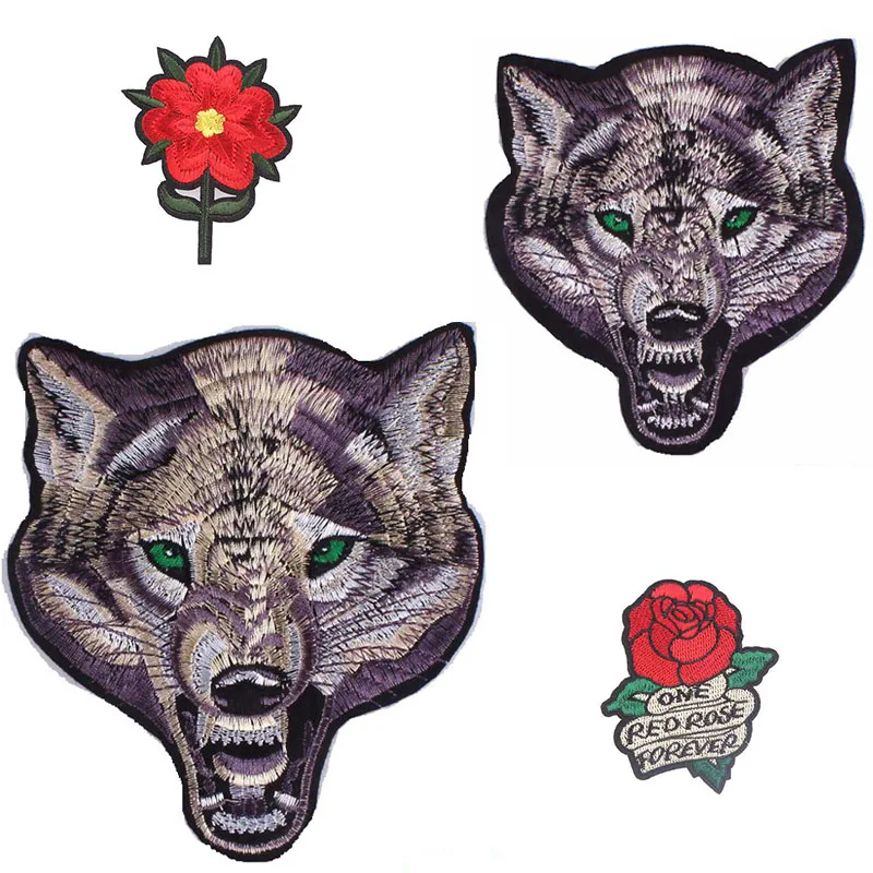 Нашивки с изображением головы волка для одежды нашивка вышивкой утюгом