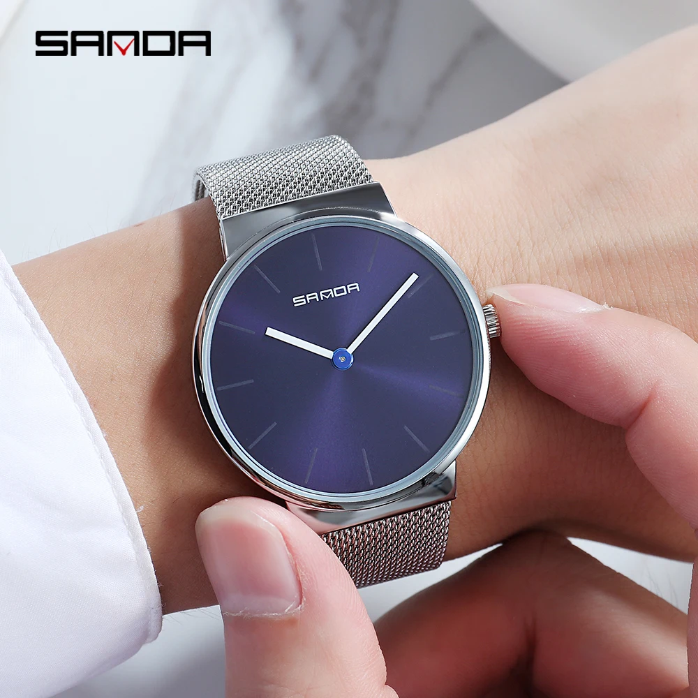 SANDA Brand Luxury Mens Watches Men Fashion Simple Quartz Wristwatches Stainless Steel Mesh Belt Male Watch relogio masculino | Наручные