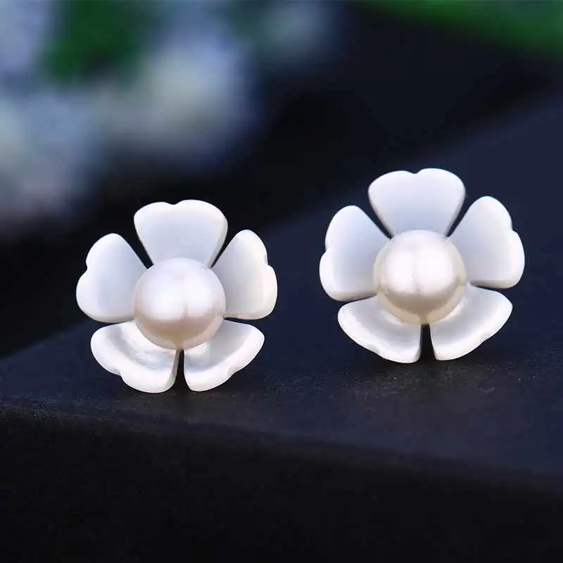 Милые женские серьги из стерлингового серебра 925 пробы с цветком высоким блеском