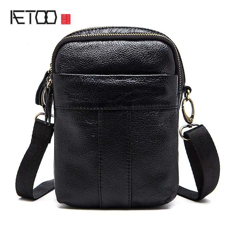 AETOO Мужская маленькая сумка через плечо из натуральной кожи сумка-мессенджер для