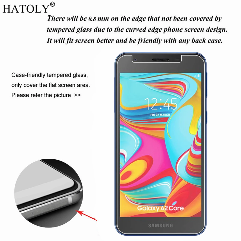 2 uds para Samsung Galaxy A2 n&uacute;cleo de cristal para Samsung Galaxy A2 n&uacute;cleo de cristal templado de cine Protector de pantalla para Samsung Galaxy A2 Core-1