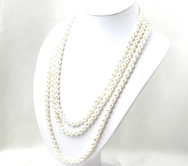 

Qingmos Black Freshwater Natural Pearl Necklace for Women with 6-7mm Round Black Genuine Black Pearl 80" Long Necklace 5449