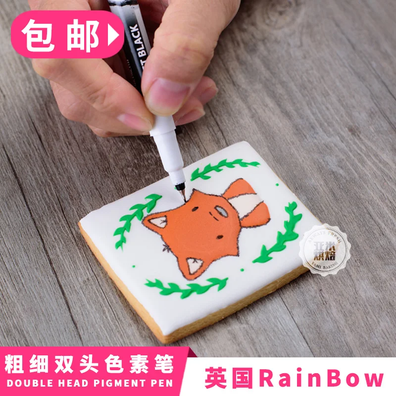 Черная британская Радужная пыль толстая двухцветная пигментная ручка съедобная