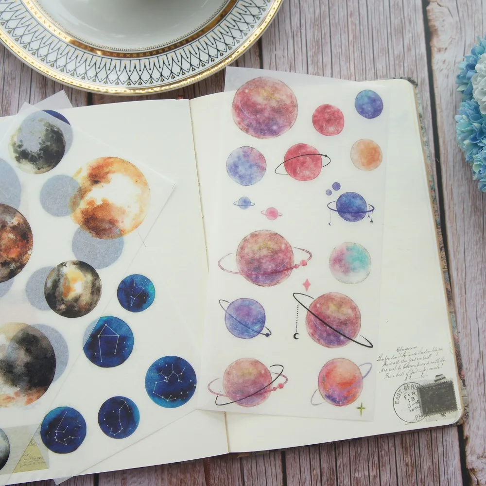 DIY 3 Sheets Star Constellation Washi Paper Sticker As Scrapbooking Decoration Gift Packing Label Decoration Use