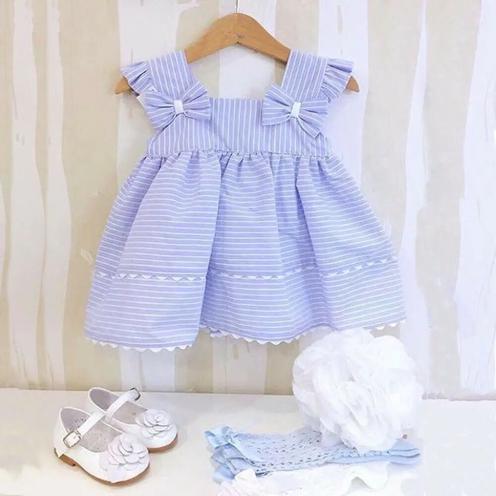 Emmaababy/летнее платье для маленьких девочек платье-пачка в полоску без рукавов с