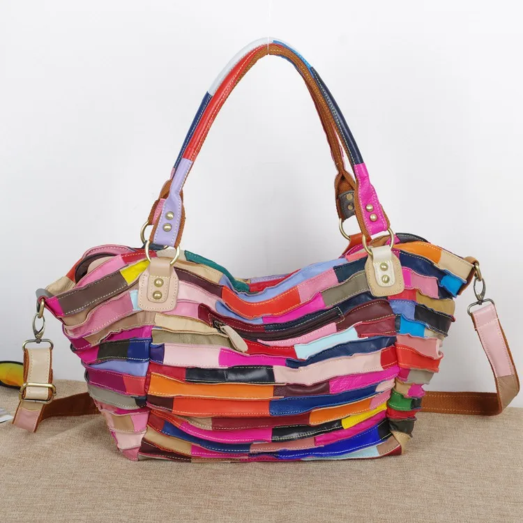 Кожа овчины сумка национальной случайные тенденции разноцветные плиссированные