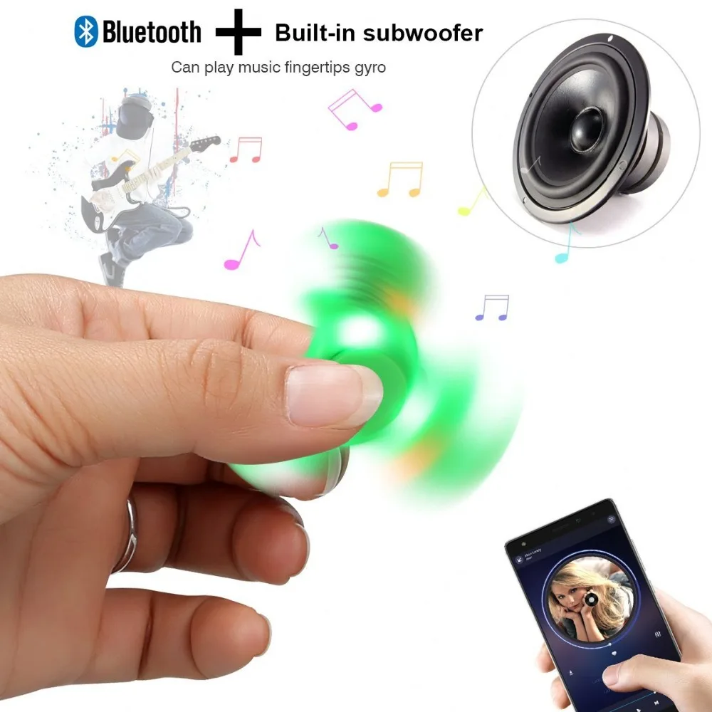 Finger Fidget Bluetooth Speaker Music Spinner with luminous led lights Antistress hand skinner toy for Kid Adult Christmas gift |