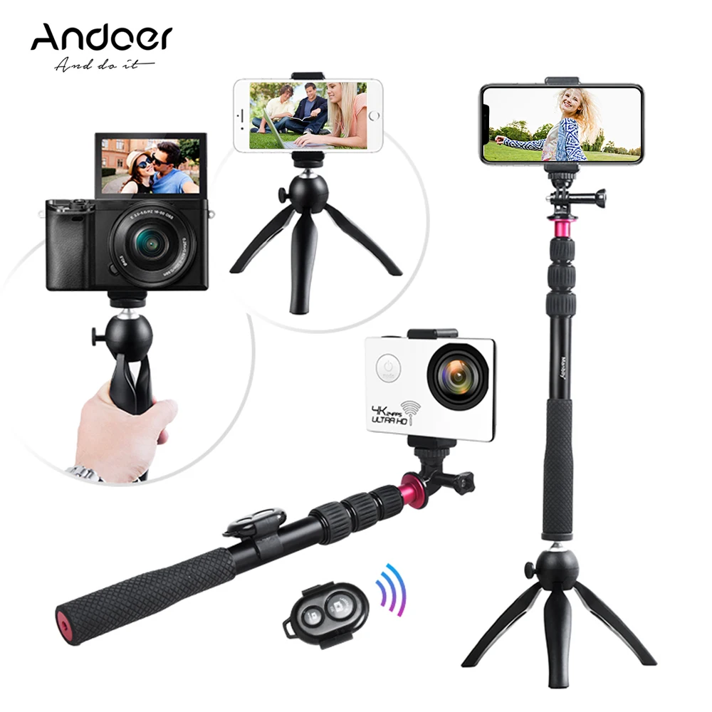 Селфи палка Andoer + мини штатив крепление для телефона беспроводной пульт