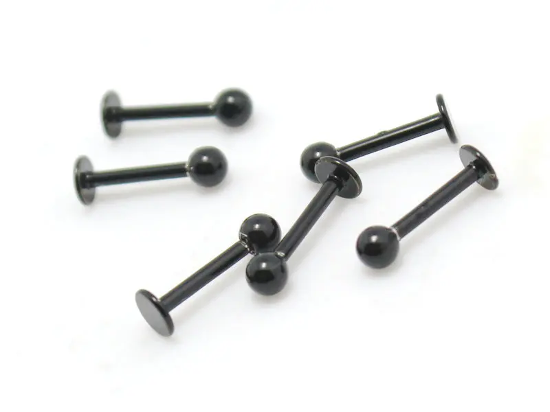 

10pcs black labret body piercing jewelry 3mm ball
