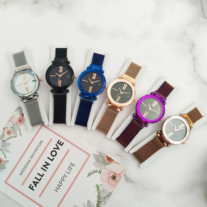 Женские часы с бриллиантовым магнитом наручные звездным небом роскошные для