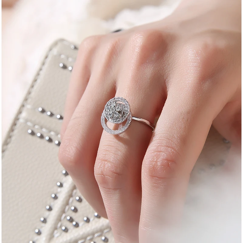SUKI Love, вращающиеся кольца, двойной круг, очарование, s925 цвет, для женщин, прозрачный CZ, проложенный, изменяемый размер, медное кольцо для женщин, свадебные, вечерние
