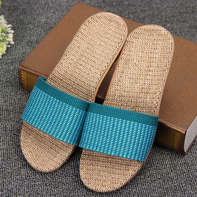 Летние домашние тапочки Мужская обувь дышащие льняные шлепанцы мужские