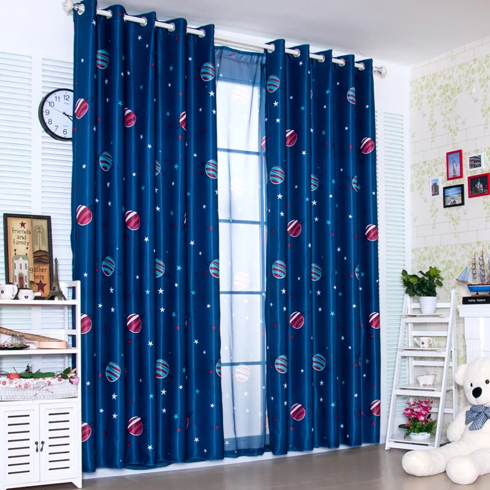 Последние 2 вида цветов синие Мультяшные шторы для мальчиков спальни детей