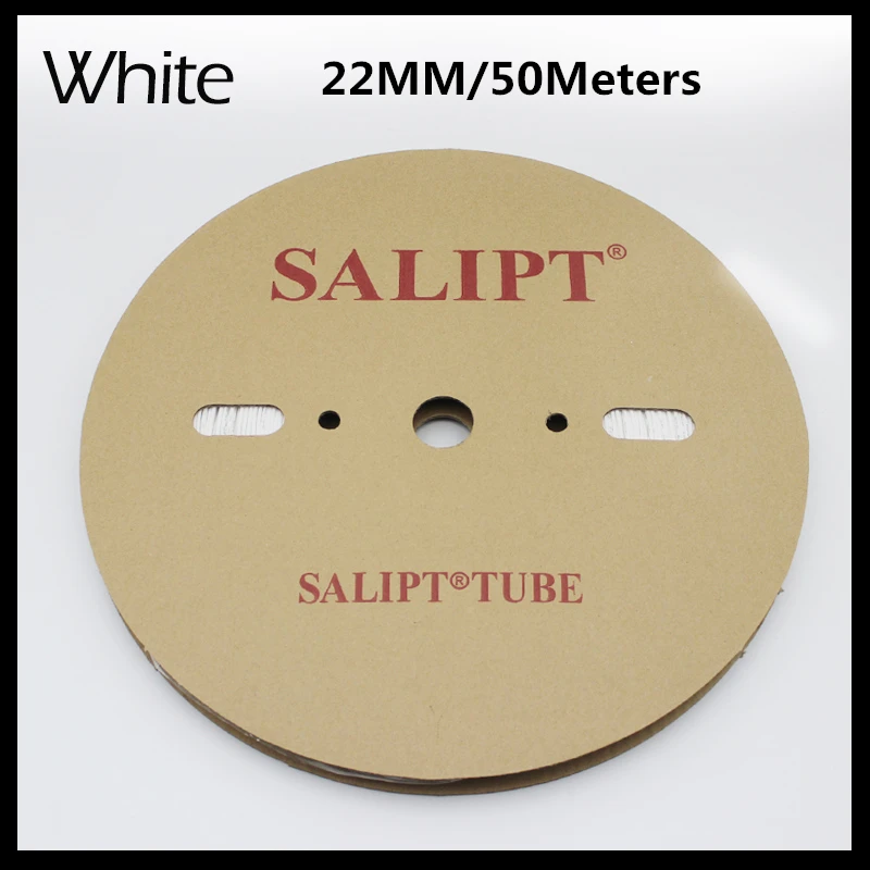 (50 м/лот) 22 мм внутренний диаметр белые термоусадочные трубки изоляция кабельный