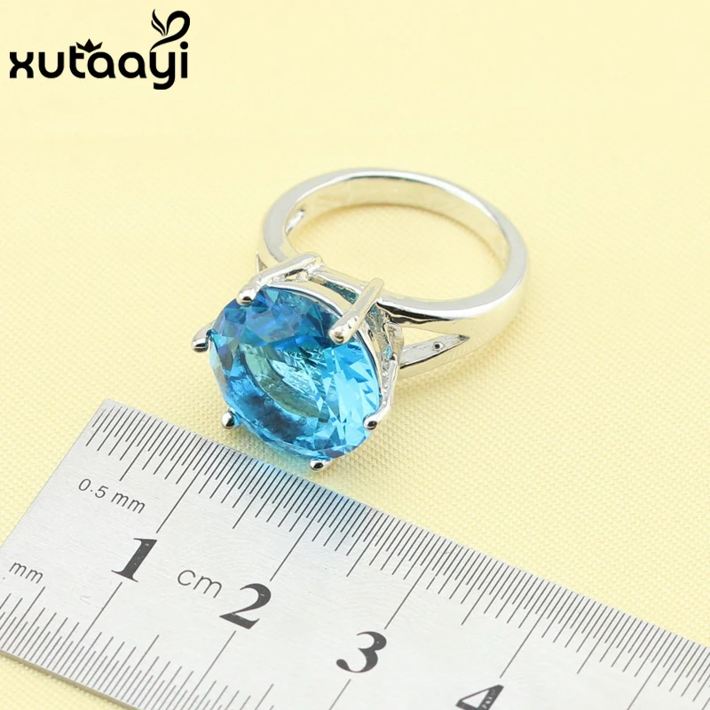 Новые модные серебряные цветные ювелирные наборы синие кубические циркониевые