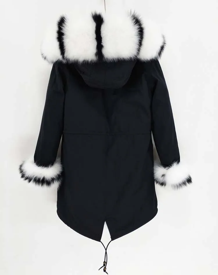 fox fur collar 14 Пальто из натурального меха, длинная парка, зимняя куртка для женщин, Воротник из натурального Лисьего меха, капюшон, подкладка из натурального меха, Толстая теплая уличная одежда, бренд - Цвет: fox fur collar 14