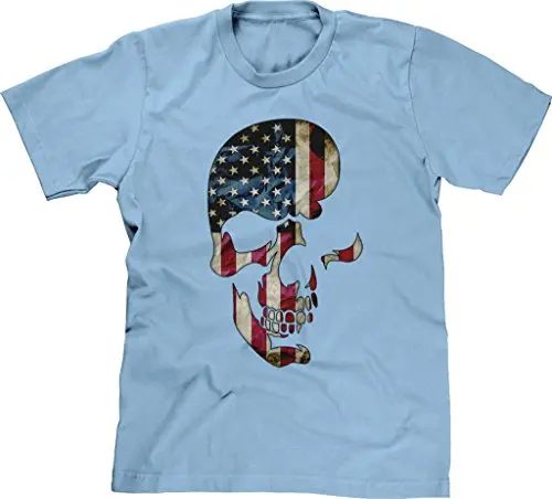 Мужская Футболка Череп с Американским Флагом Отпечаток Мужской Футболки|t-shirt