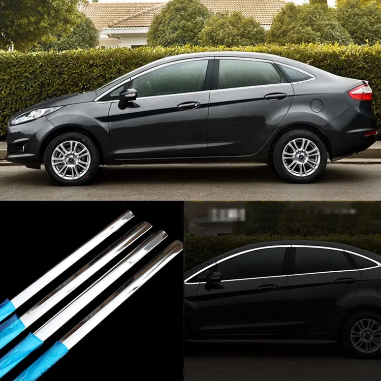 16 шт. молдинговая отделка рамы двери окна из нержавеющей стали для Ford Fiesta Sedan|trim