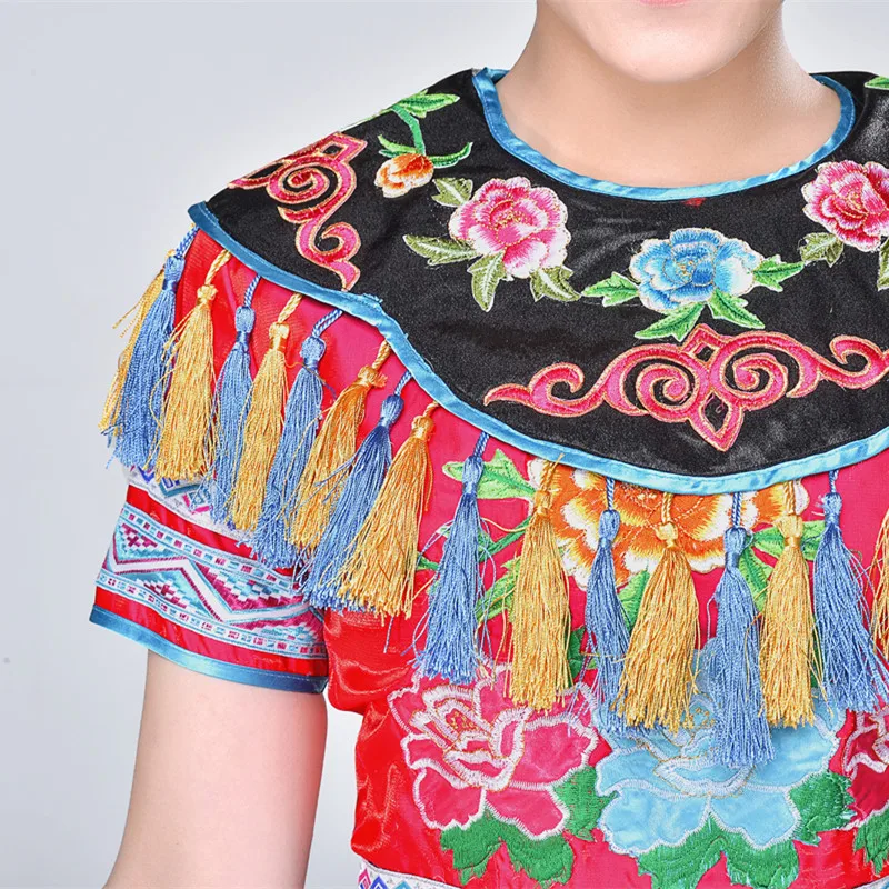 Вышитый Костюм народного китайского танца раньше танцевальная одежда для