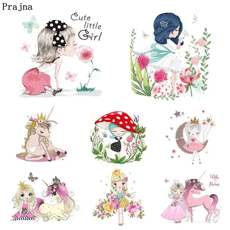 

Prajna Fashion Girl Unicorn Iron On Transfer Summer Style Thermal Heat Transfer Vynil Patches For Clothing Ironing T-shirt Decor