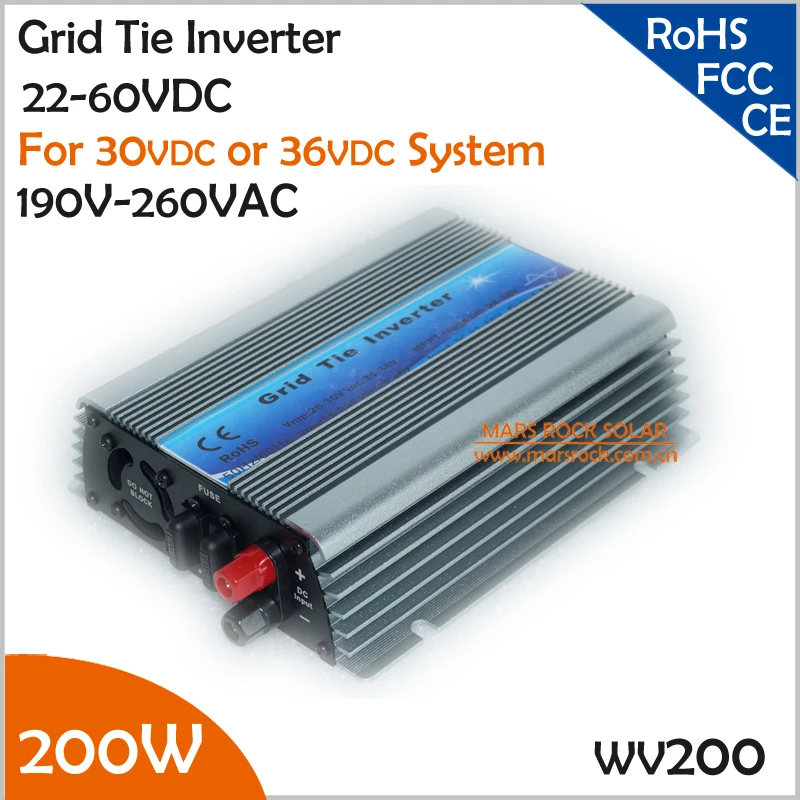200W 22V 60VDC 190 260VAC сетчатый микро инвертор для 30V или 36V Солнечной ветровой малой