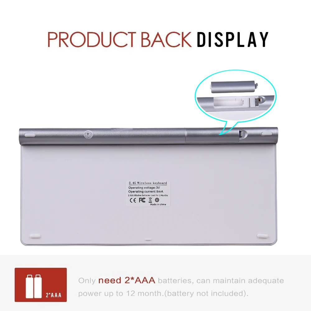 Zienstar AZERTY Французская языковая тонкая 2.4G беспроводная клавиатура для MACBOOK LAPTOP TV BOX Компьютера ПК и Смарт с USB-приемником.