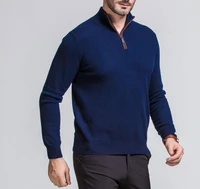 100 goat cashmere knit men smart casual pullover sweater patchwork color zipper collar m105 3xl125
