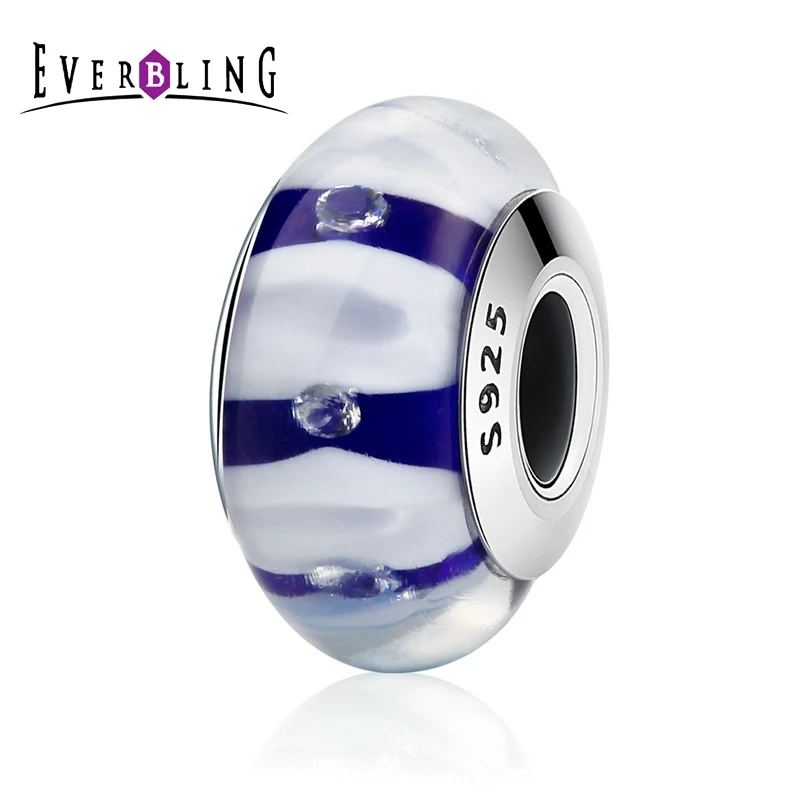 Everbling ювелирные изделия Синий Мурано Стекло Цветок 925 стерлингового серебра