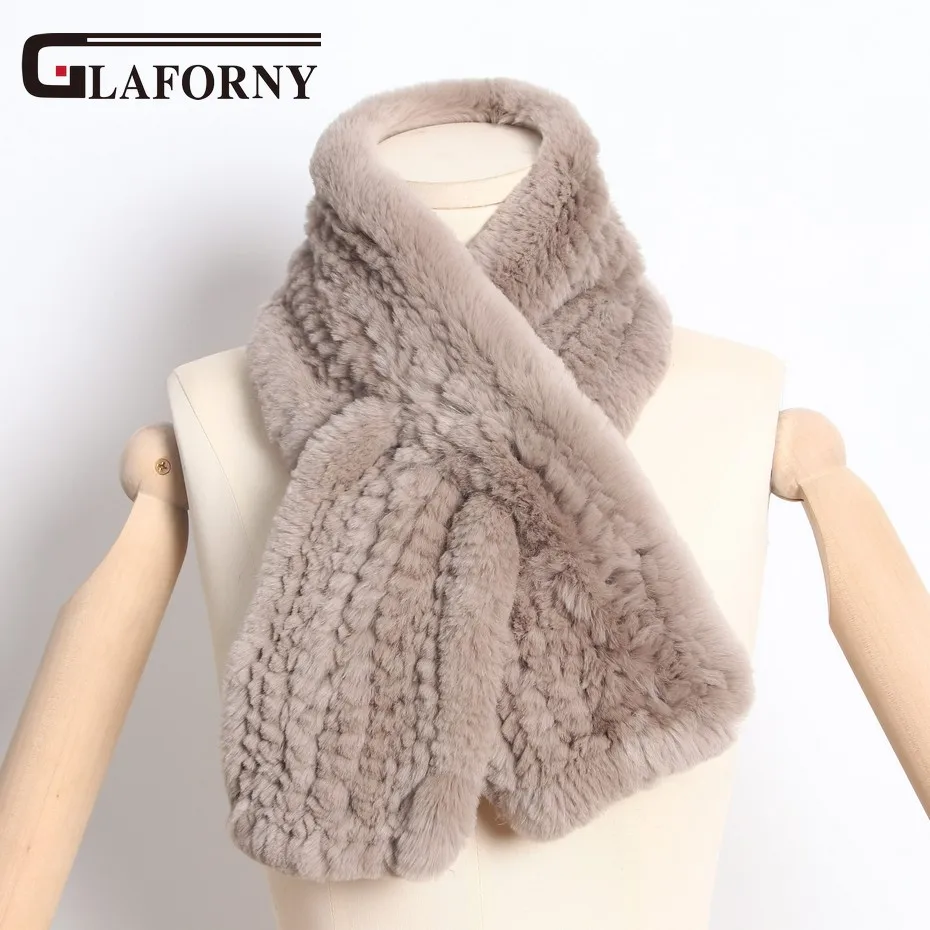 Glaforny/женские шарфы из натурального меха кролика Рекс, однотонные меховые обертывания, зимние теплые модные глушители
